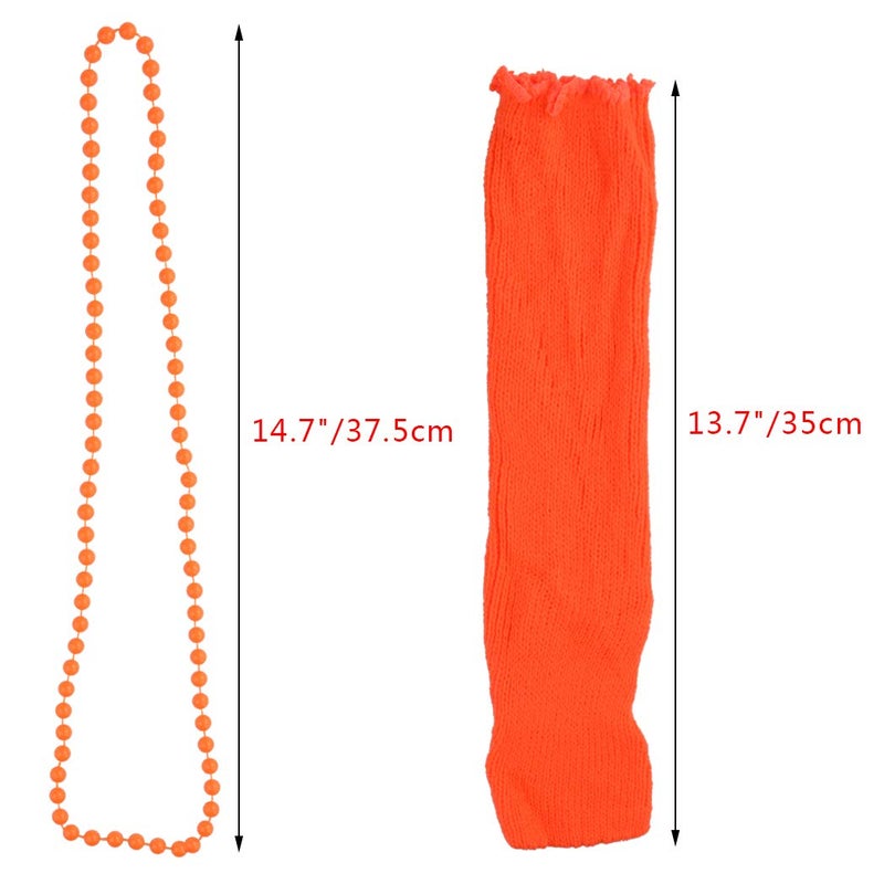 Miayon 1980s Fancy Outfits Dress Costume Accessories for Girl Kids Halloween Orange - Image 3